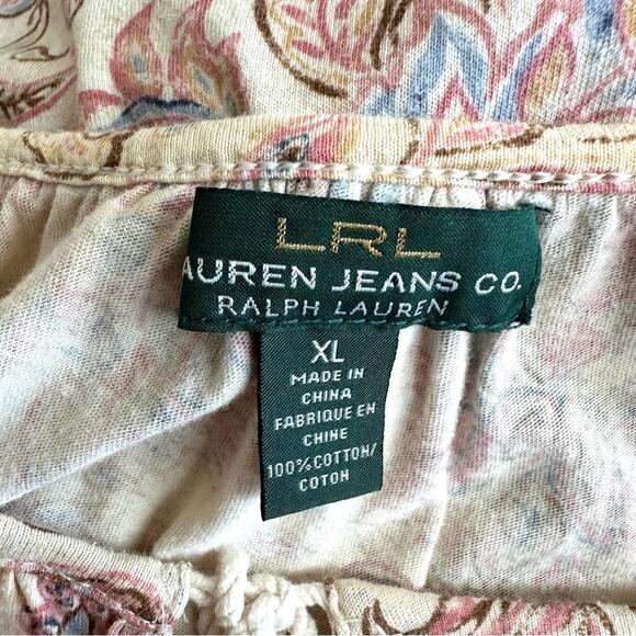 LAUREN RALPH LAUREN Boho Floral Paisley Cotton Top Women’s Size XL - Picture 11 of 13